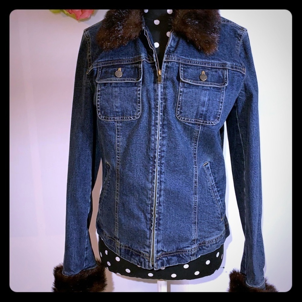 Jones New York Jean Jacket With Removable Cuffs